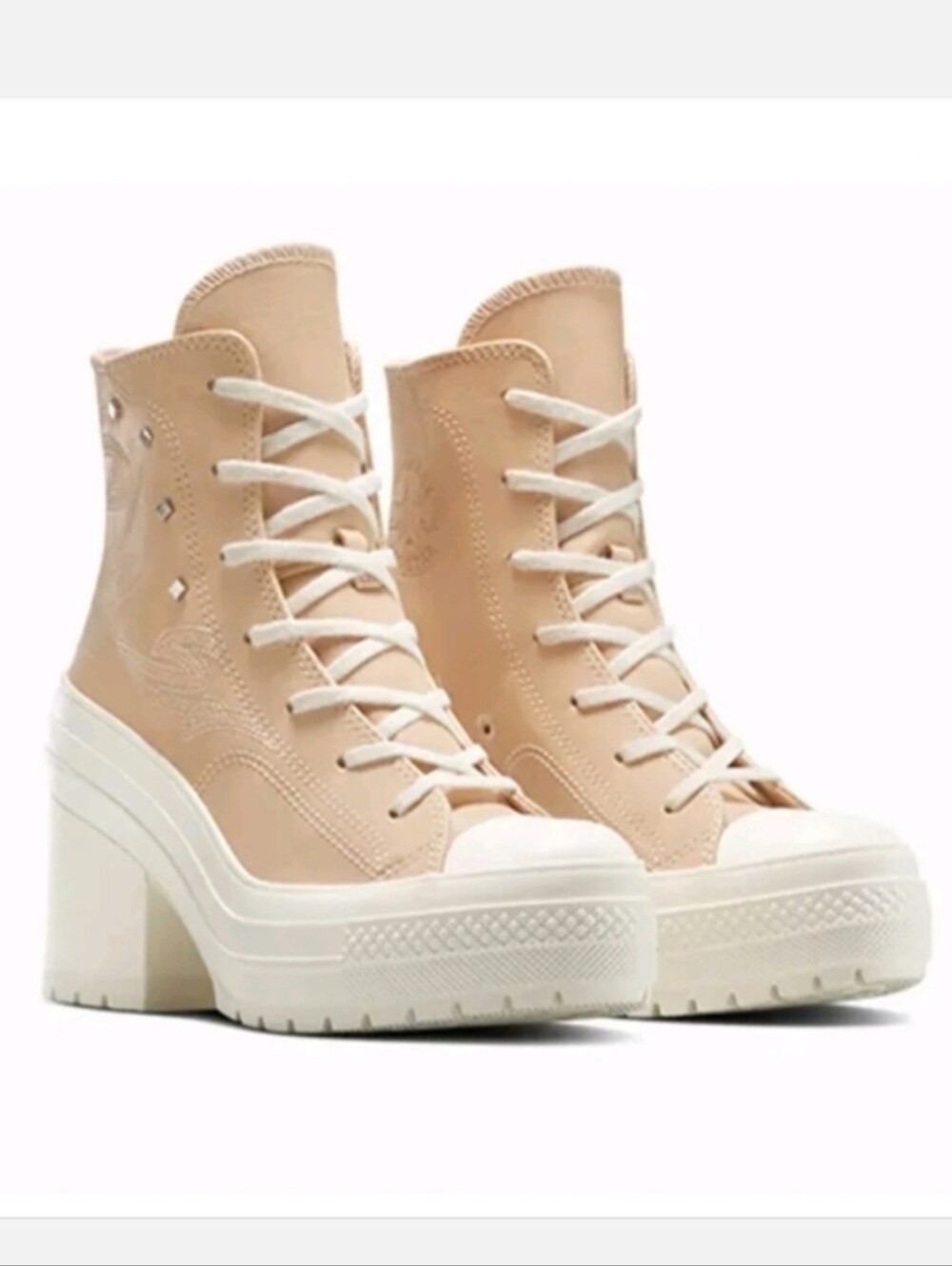 Converse Chuck 70 De Luxe Heel Western Glam beige leather Flame 11 NWT